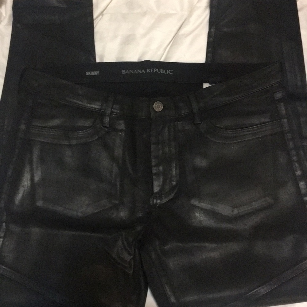 leather look skinny pants, size 32